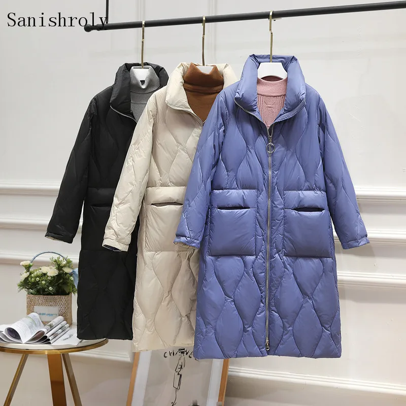 

Sanishroly 2022 Autumn Women Winter Down Coat Casual Warm Thicken White Duck Down Jacket Parkas Ladies Long Puffer Outwears Tops