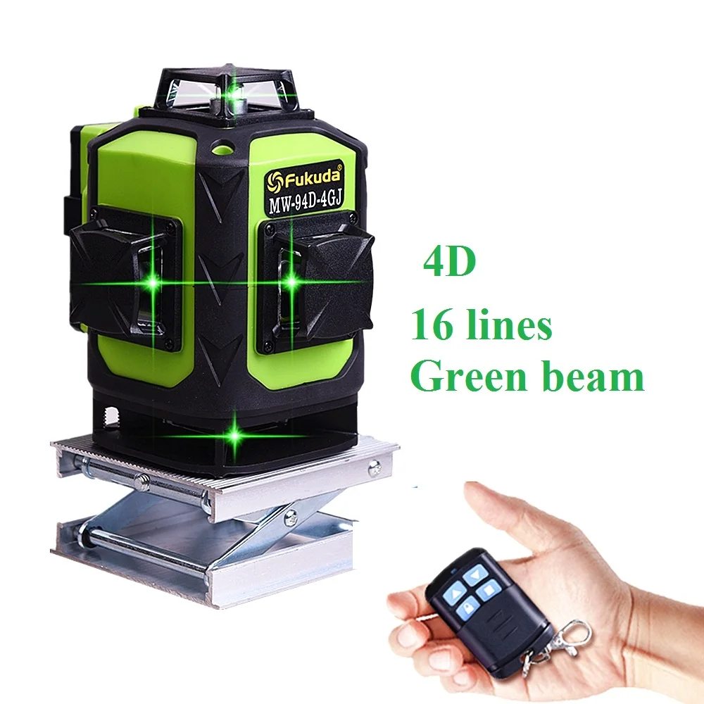 Fukuda  16 Line 4D Green Beam 360 Vertical Horizontal Self-leveling Cross For Outdoor Remote Control Laser Level