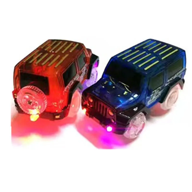 Licht up Autos für Glow Rennstrecke Elektronische Auto Spielzeug Blinkende Kind Eisenbahn Leucht Maschine Track Auto brinquedos