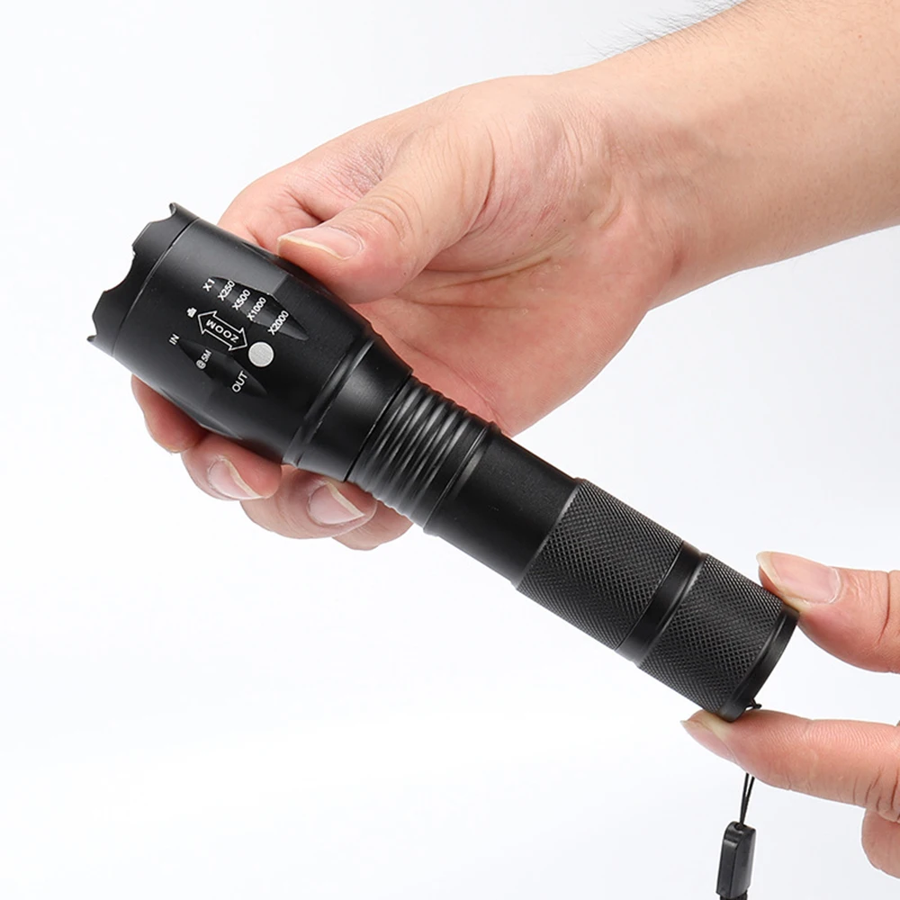 Linterna ultrabrillante LED T6, lámpara con cuentas, resistente al agua, con zoom, 5 modos de iluminación, reflector recargable por USB multifunción