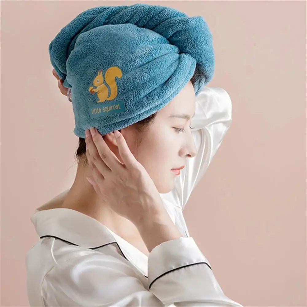 Women Girl\'s Hair Drying Hat Quick-dry Hair Towel Cap Hat Bath Hat Microfiber Solid Towel Cap Super Absorption Turban Hair Cap