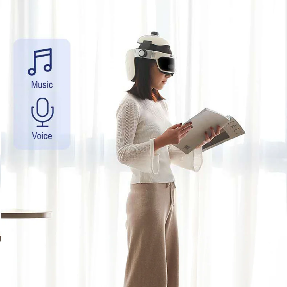 Elektryczny masażer do głowy masaż mózgu kask z muzyką regulowany rozmiar punkt akupunktury urządzenie do masażu głowy ciśnienia powietrza