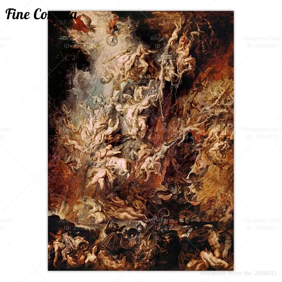 Fall of the Damned Peter Paul Rubens Vintage Poster Religious Art Canvas Print Day of Judgment Wall Art Painting Home Decor Gift