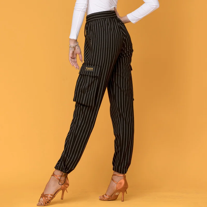 Stripe Latin Pants Adult Ballroom Practice Wear Tango Trousers Stage Performance Costume Salsa Clothing Modern Dancewear JL3247