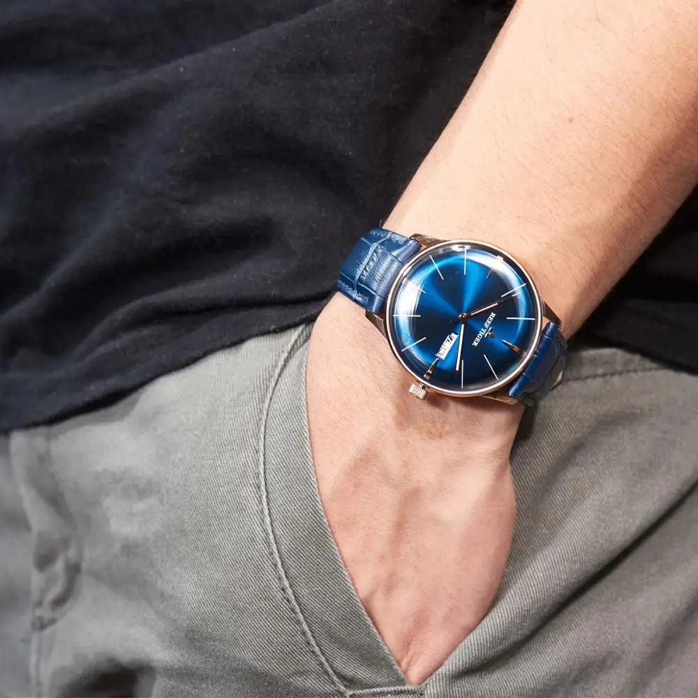 ساعة أوتوماتيكية للرجال ذات علامة تجارية فاخرة ، ساعات يد رجالي ريف تايجر مان مقاومة للماء ساعة يد ميكانيكية ذاتية الرياح