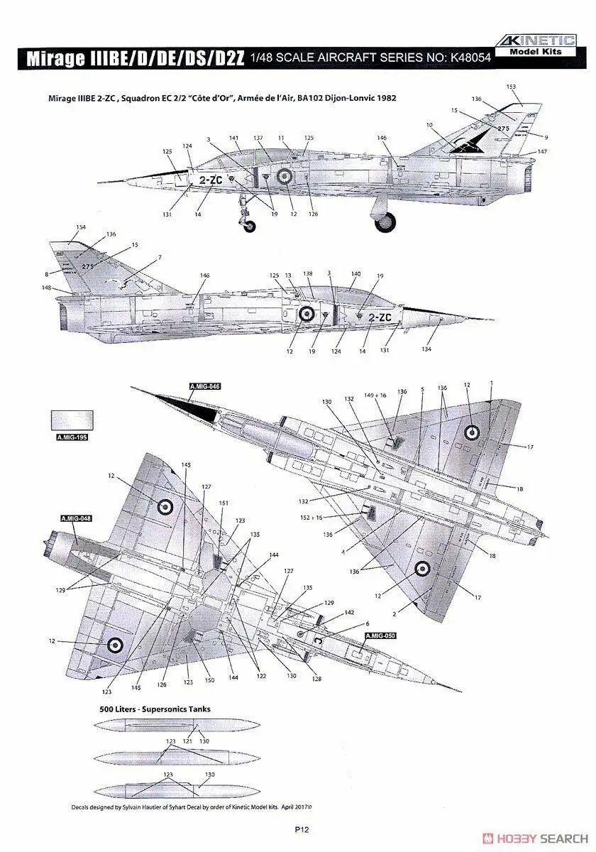 Kinetic 48054 1/48 Mirage III BE/D/DE/DS/D2Z Two seat Trainer/Attacker