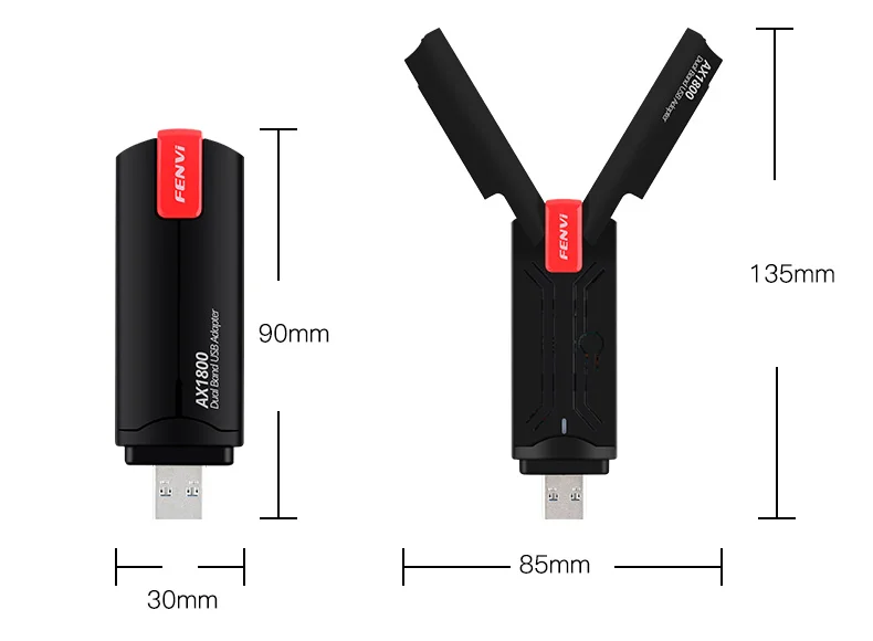 WiFi 6 USB3.0 Dongle Adapter 1800Mbps Dual Band Wireless Network Card 2.4G/5G WiFi Adapter USB For Windows 7/10/11 For PC/Laptop