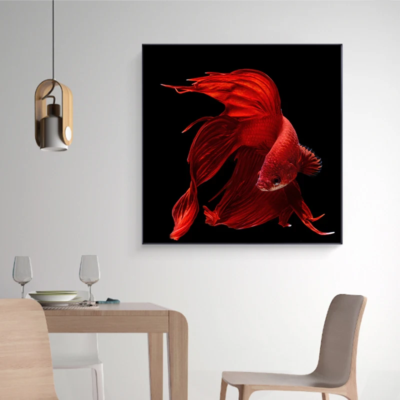 Chinese Koi Fish Lotus Canvas Prints Feng Shui Animal Landscape Painting Wall Art Picture For Living Room Moder Home Decoration