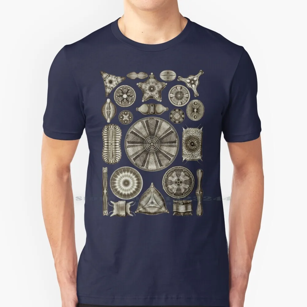 Ernst Haeckel Diatoms Vintage Brown 100% Cotton T Shirt Ernst Haeckel Diatoms Microscopic Vintage Rainbow Microscope