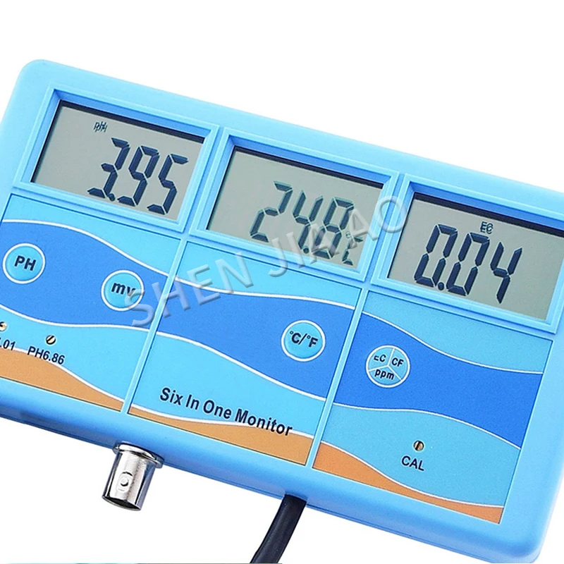 PHT-027 Wall-mounted 6-in-1Multi-parameter Water Quality Monitor Large Screen High-precision Wall-mounted Water Quality Tool 1PC