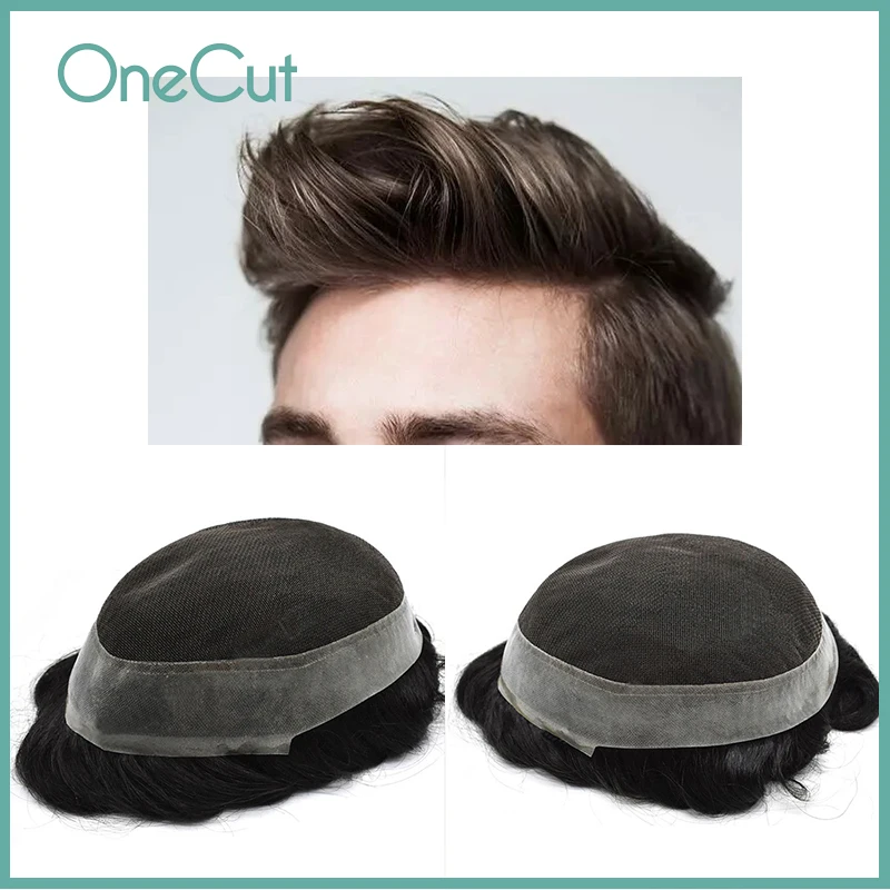 

Australia Lace PU Durable Toupee Men Natural Black Simulate Hairpiece Hair Replacement System Male 100% Indian Human Prosthesis