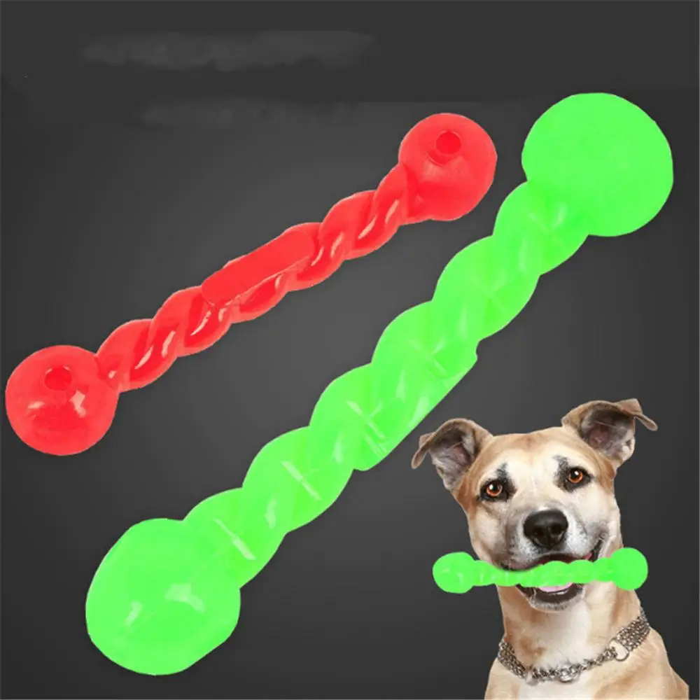 New Pet Toy Dog Cat Bone Grinding Bite Chew Health Teeth Stick Silicone Color Green Red Blue