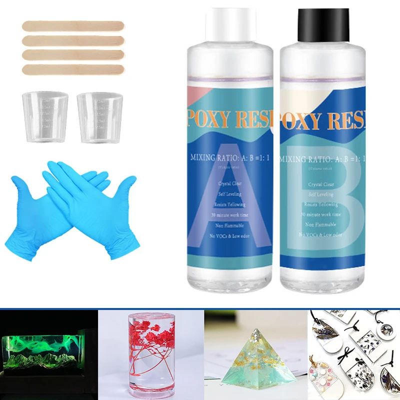 Nhựa Dính Bộ Trong Suốt Cứng Bộ Đồ Trang Trí Phụ Kiện Cho Nghệ Thuật Đúc Nhựa Trang Sức Dự Án Diy 50 + 50ml/100 + 100Ml