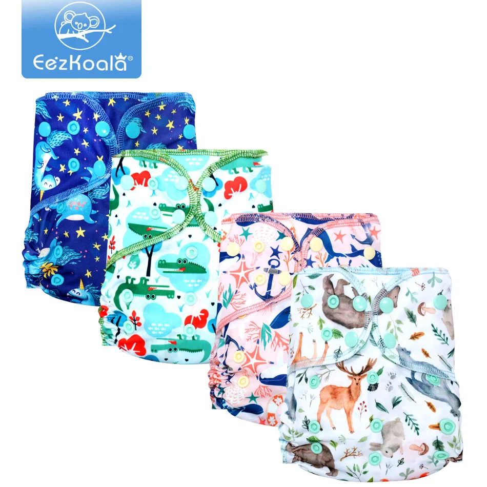 EezKoala Heavy Wetter AI2 Cloth Diaper Snap Insert Bamboo Cotton Eco-Friendly Baby Nappy Waterproof Washable Night Nappies