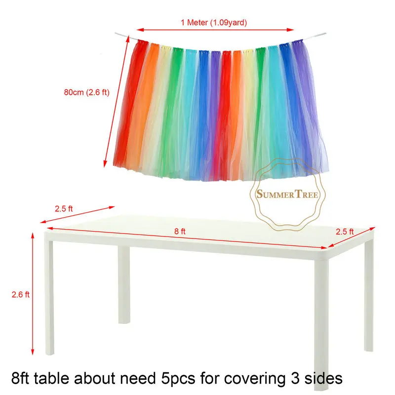 1 Meter X 80Cm Tulle Tafel Rok Wonderland Tafel Tutu Plint Bruiloft Verjaardag Baby Shower Partij Decoratie