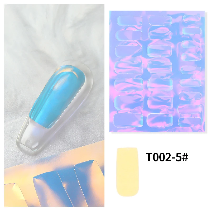 Glitzernde Holographische Aurora-Nagelfolien-Aufkleber mit Eiswürfel- und Papierzerreiß-Effekt, Sommerliche Cellophan-Dekorationsfolien für Glasnägel – Detail 8