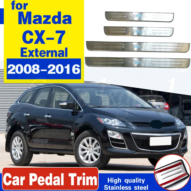 Wysokiej jakości płyta chroniąca przed zarysowaniem ze stali nierdzewnej / próg drzwi do Mazda CX-7 CX7 2008-2016 Stylizacja samochodu zewnętrzny pedał powitalny