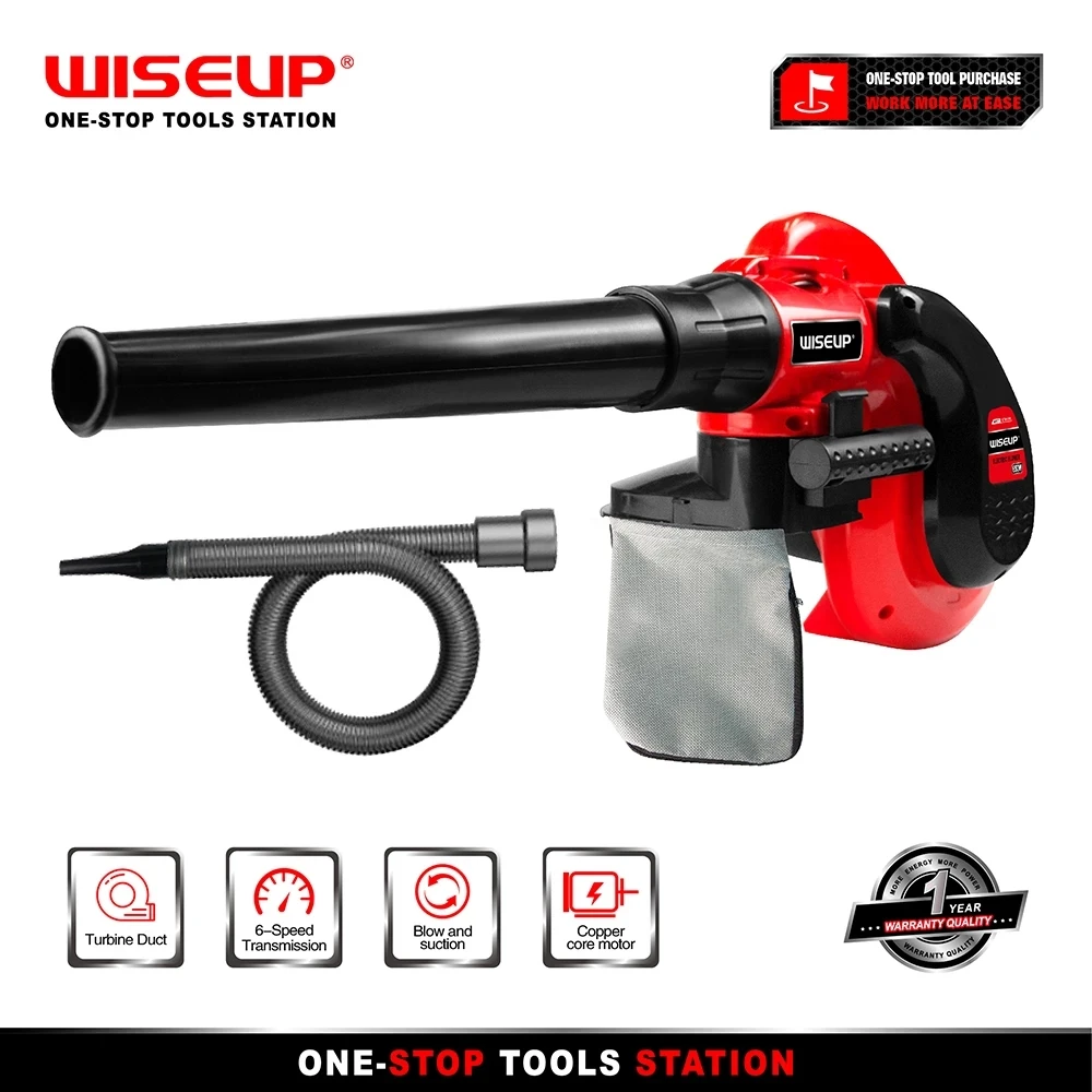 WISEUP 600W Electric Air Blower 6 Variable Speed Snow Blower Leaf  Blower Multi-Purpose Blower/Sweeper/Dust Cleaner Power Tool
