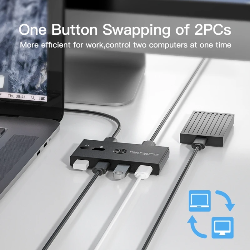 4พอร์ต USb3.0 Switcher KVM Docking Station Printer Sharing Switch 2 In 4 Out ตัวเลือกสวิตช์ KVM Converter