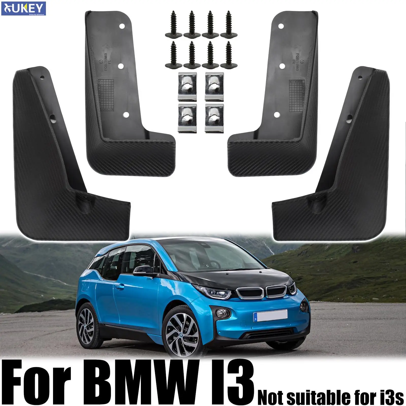 4x For Bmw I3 2013 - 2021 Splash Guards Mudguards Mud Flaps Front Rear Screws Cars Driver Passenger Side Car Accessories Replace