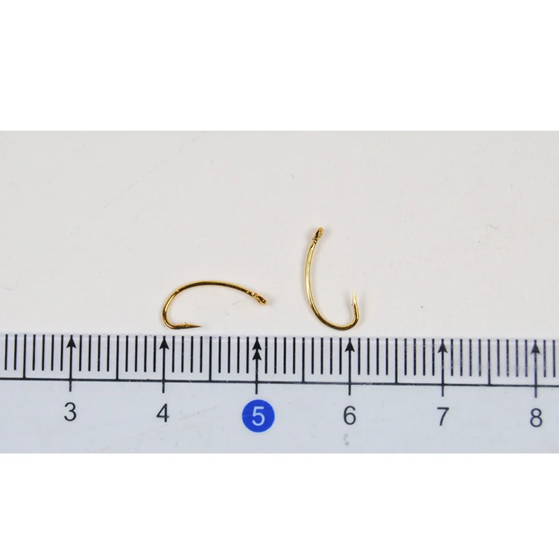 Wholesale 500PCS Golden Curved Nymph Fly Hook Nymph Scud Shrimp Pupae Larvae Caddis Fly Tying Fishing Hooks #10 #12 #14 #16