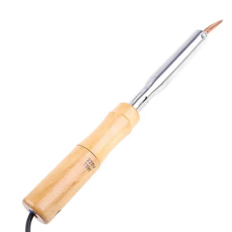 220V Wood Handle Electric Soldering Iron 75W 100W 150W 200W High Power Soldering Iron Chisel Tip 8.28