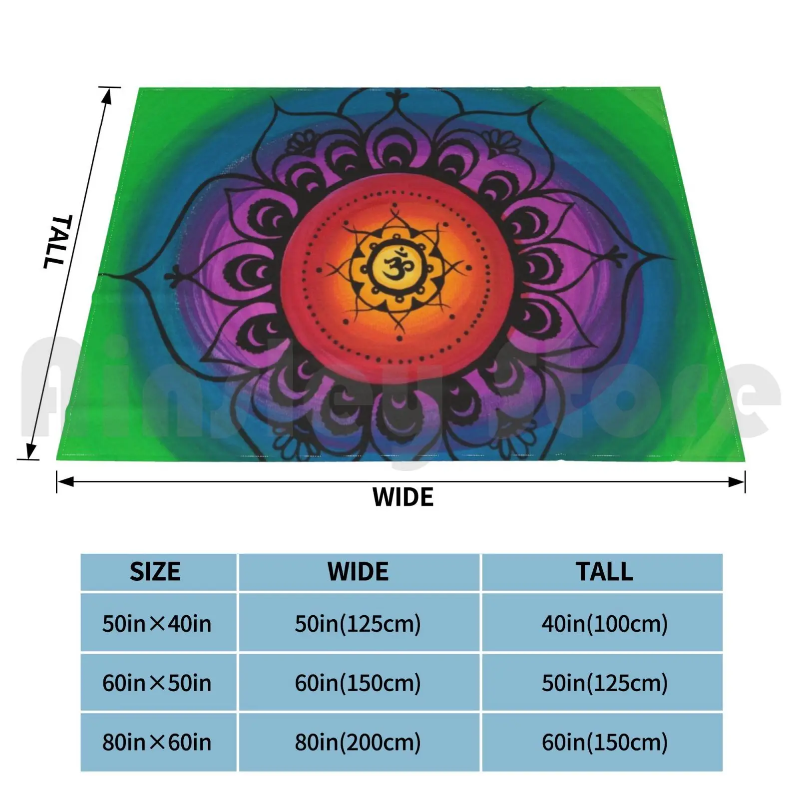 Om Mandala Blanket Super Soft Warm Light Thin Om Mandala Om Mandala Flower Spirit Yellow Orange Red Pink Purple Blue