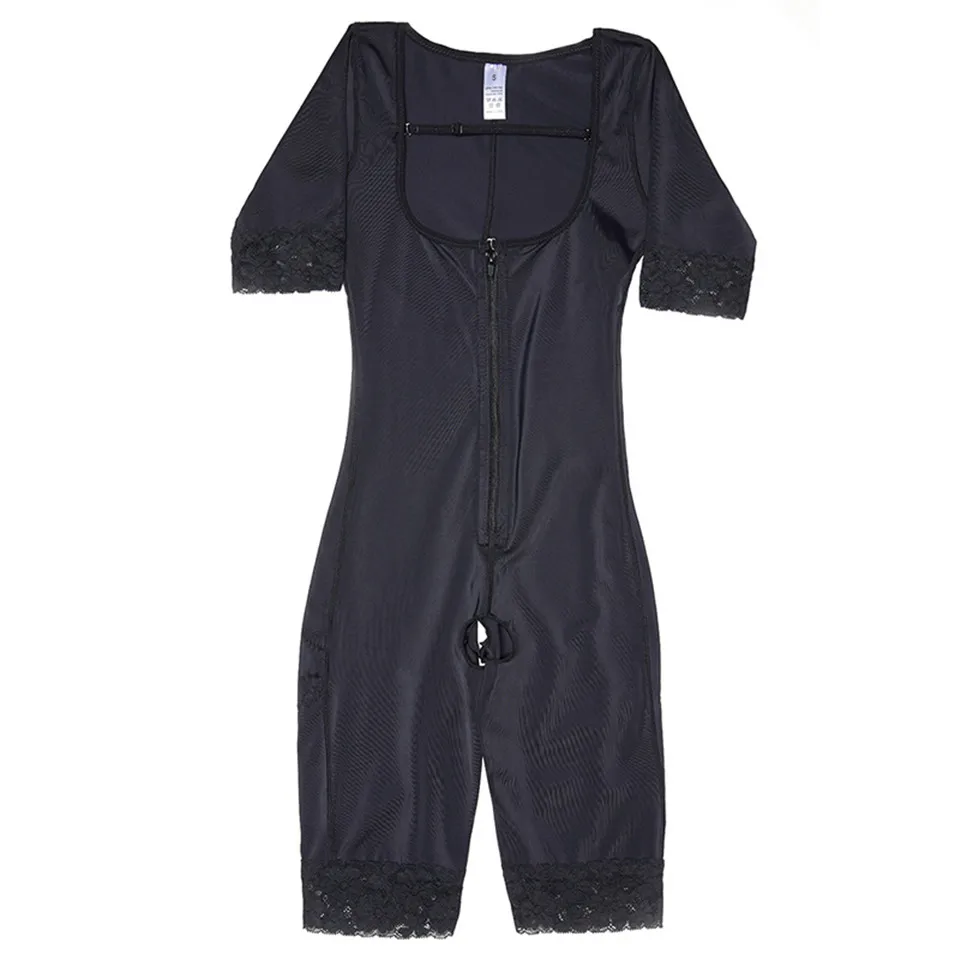 Shapewear Bodysuit Damen Schwarz Shapers Schnür-Unterbrust-Ganzkörper-Bodysuits mit Öffnung im Schritt Schlankmachende Unterwäsche – Detail 14