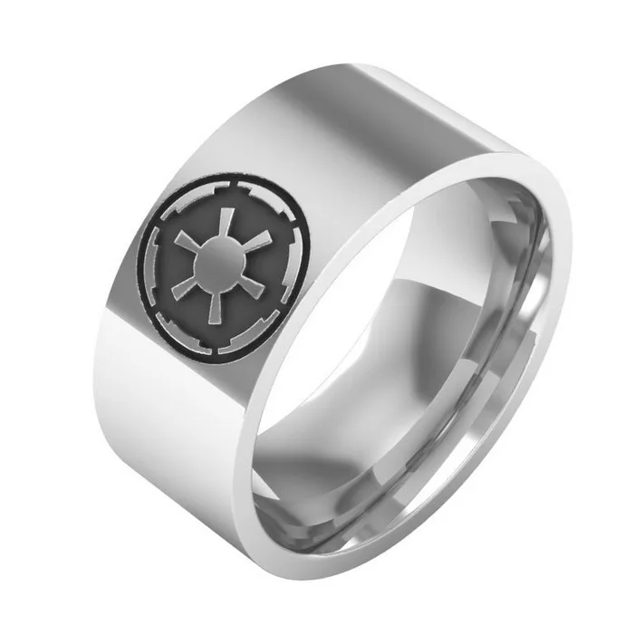 Titanium Steel Star Waos Empire Imperial logo Ring,the Silver Color Enamel Ring for Women/Men Collections Star Was Gift Jewelry