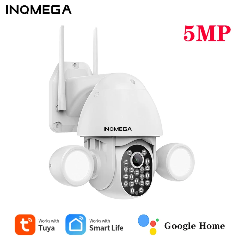 INQMEGA 5MP Courtyard Camera Dual Floodlights TUYA Intelligent Day and Night Full-color Lighting Security Protection CCTV