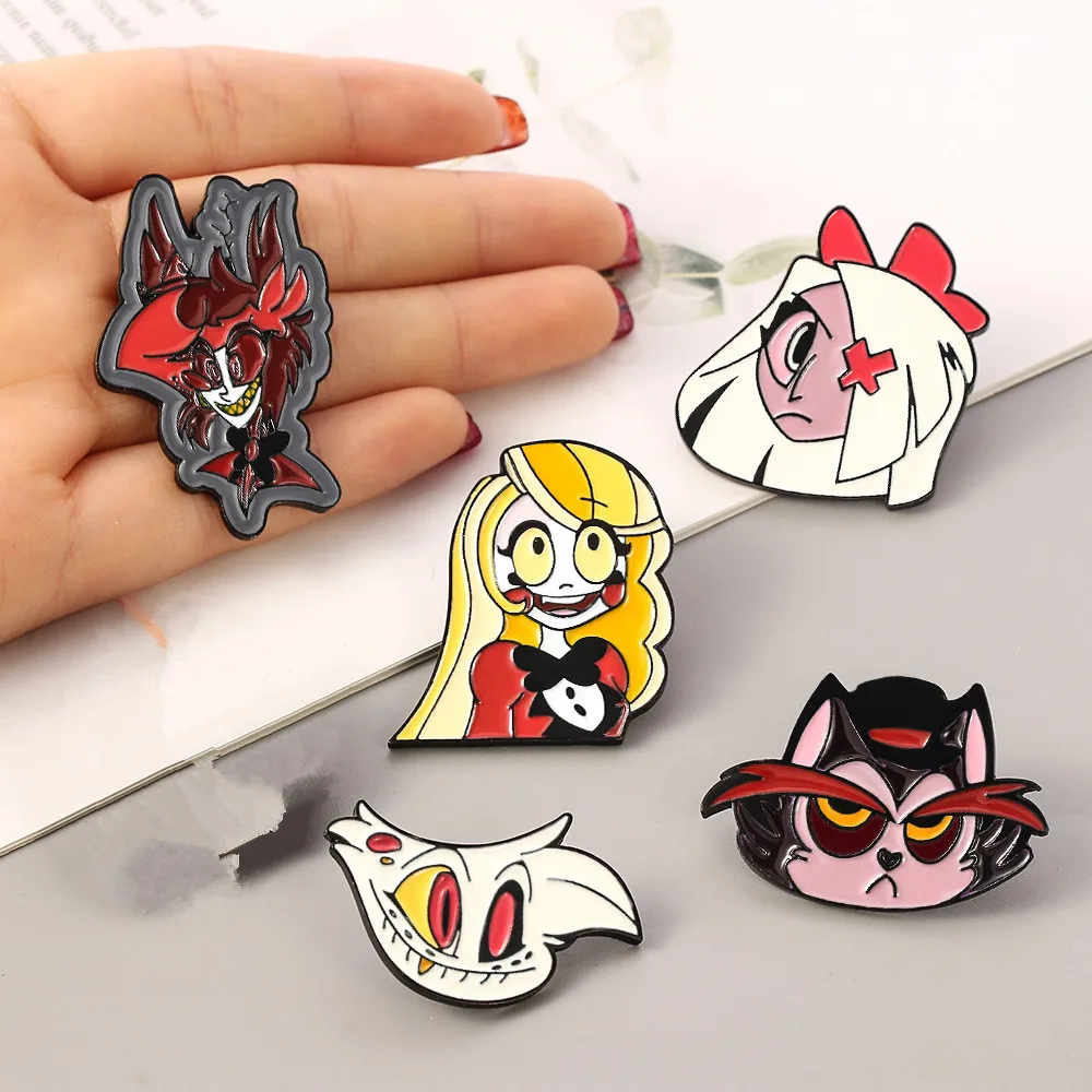 Hazbin Cosplay Hotel Cartoon Costume Props Metal Badge Pin Alloy Brooch Accessories