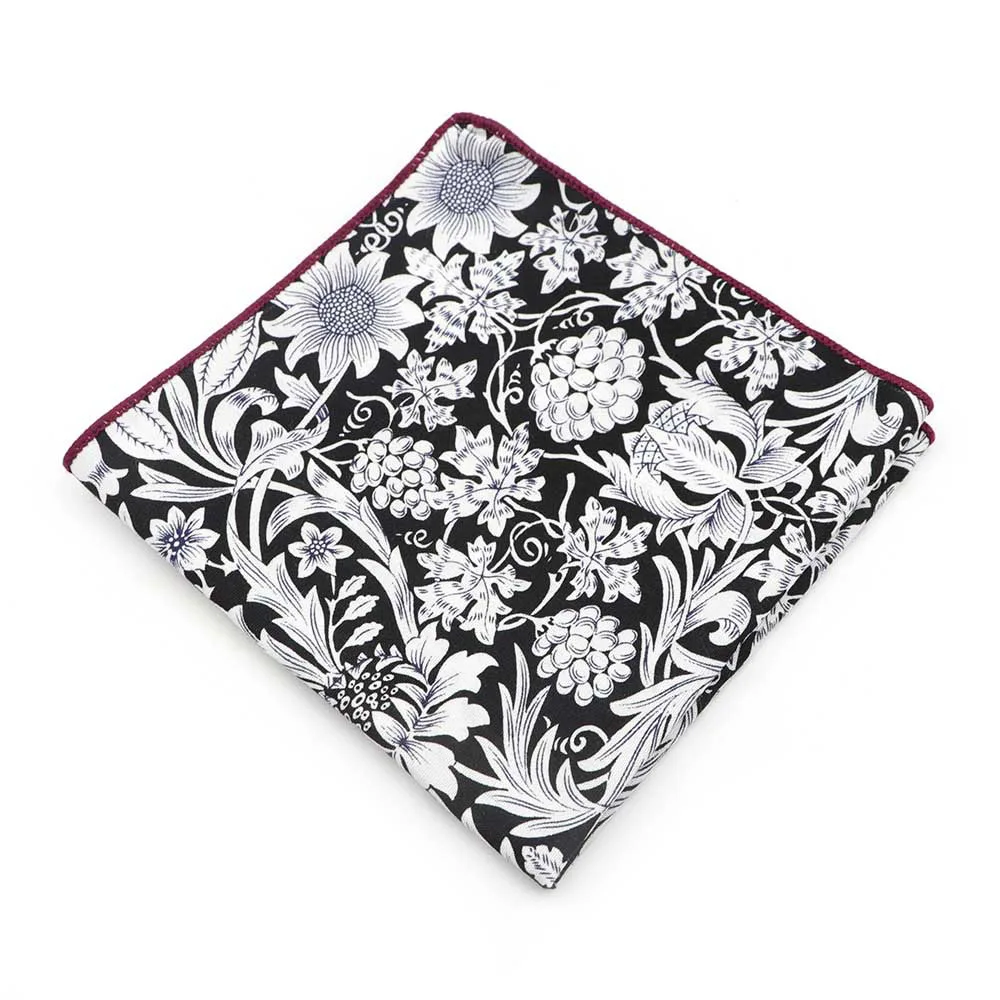Men's Floral Pocket Square, Retro Style