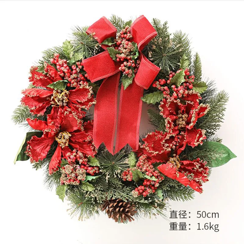 50cm 60cm Home Decor Merry New Year Festoon Artificial Christmas Garland Decoration Winter Wreath Room Ornaments Pendant Gift