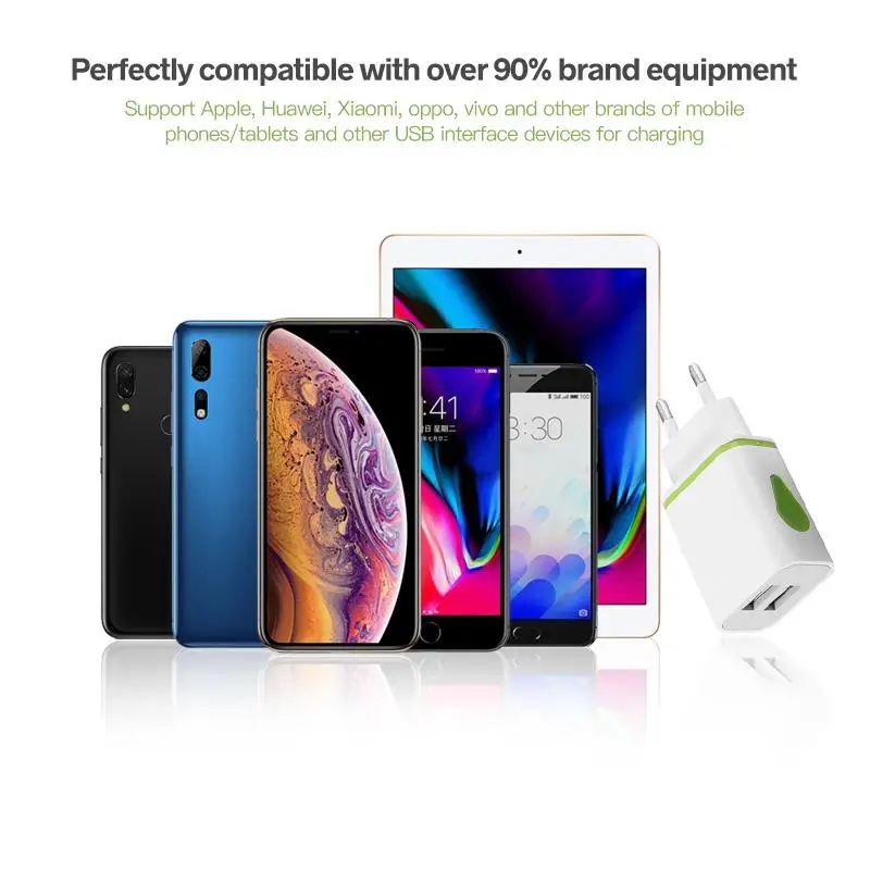 Cargador de pared USB Universal de 5V, puerto Dual, salida de 2A, adaptador de corriente de enchufe de viaje, Compatible con carga de teléfono, 2A, enchufe de EE. UU. Y UE