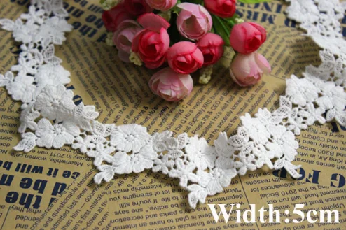 1 Yard Width:5cm Ivory White Flower Hollow Carved Design Laces Water Soluble Embroidered Lace for Sewing Decoration(KK-584)