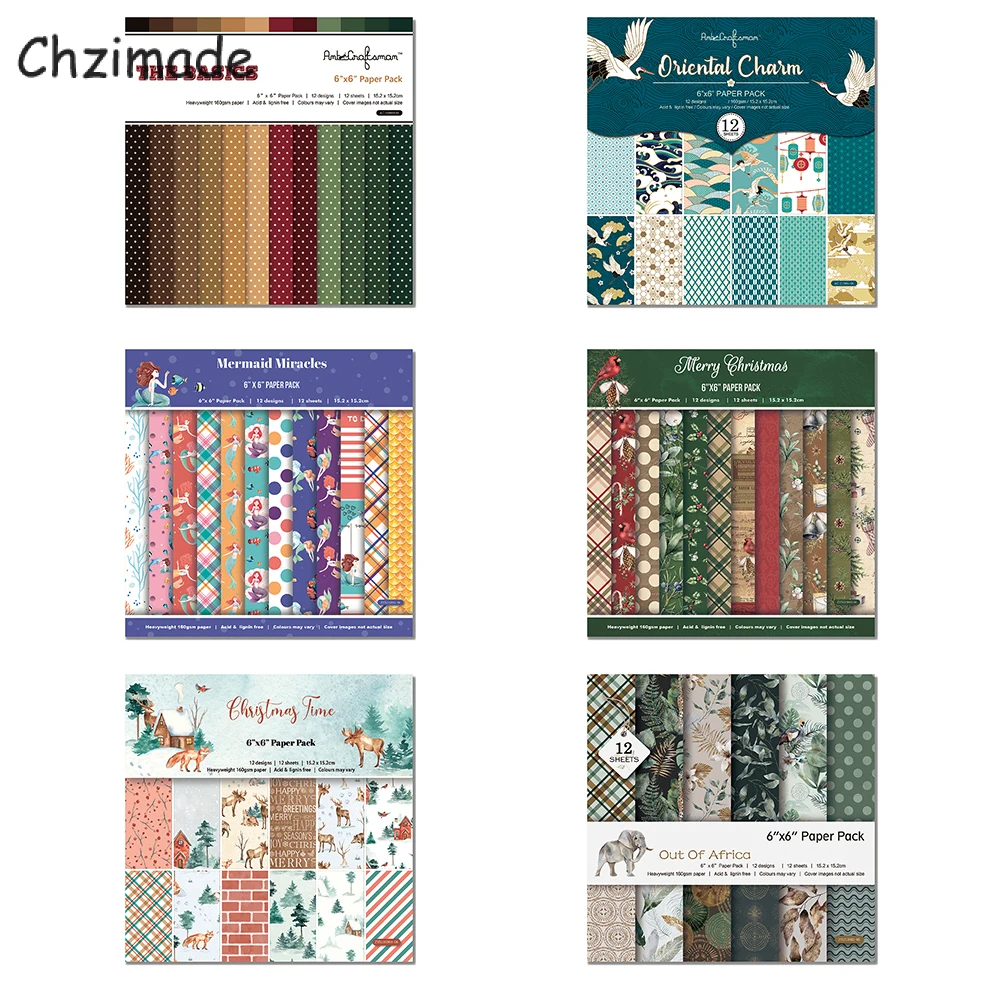 Chzimade 12 fogli puntini di fiori Scrapbooking Paper Art Background per la fabbricazione di carte carta decorativa per album di ritagli di giornale