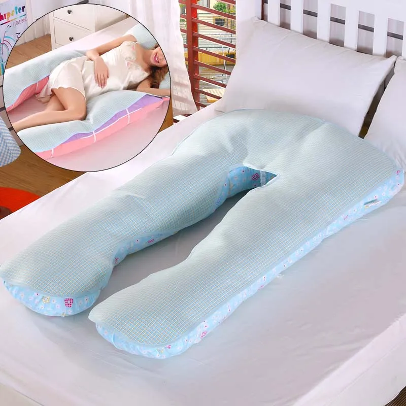 Only mat ! Pregnant Sleep Support Pillow Mat Ice Silk Mat Comfortable U Shape Mat Cover Summer Bedding