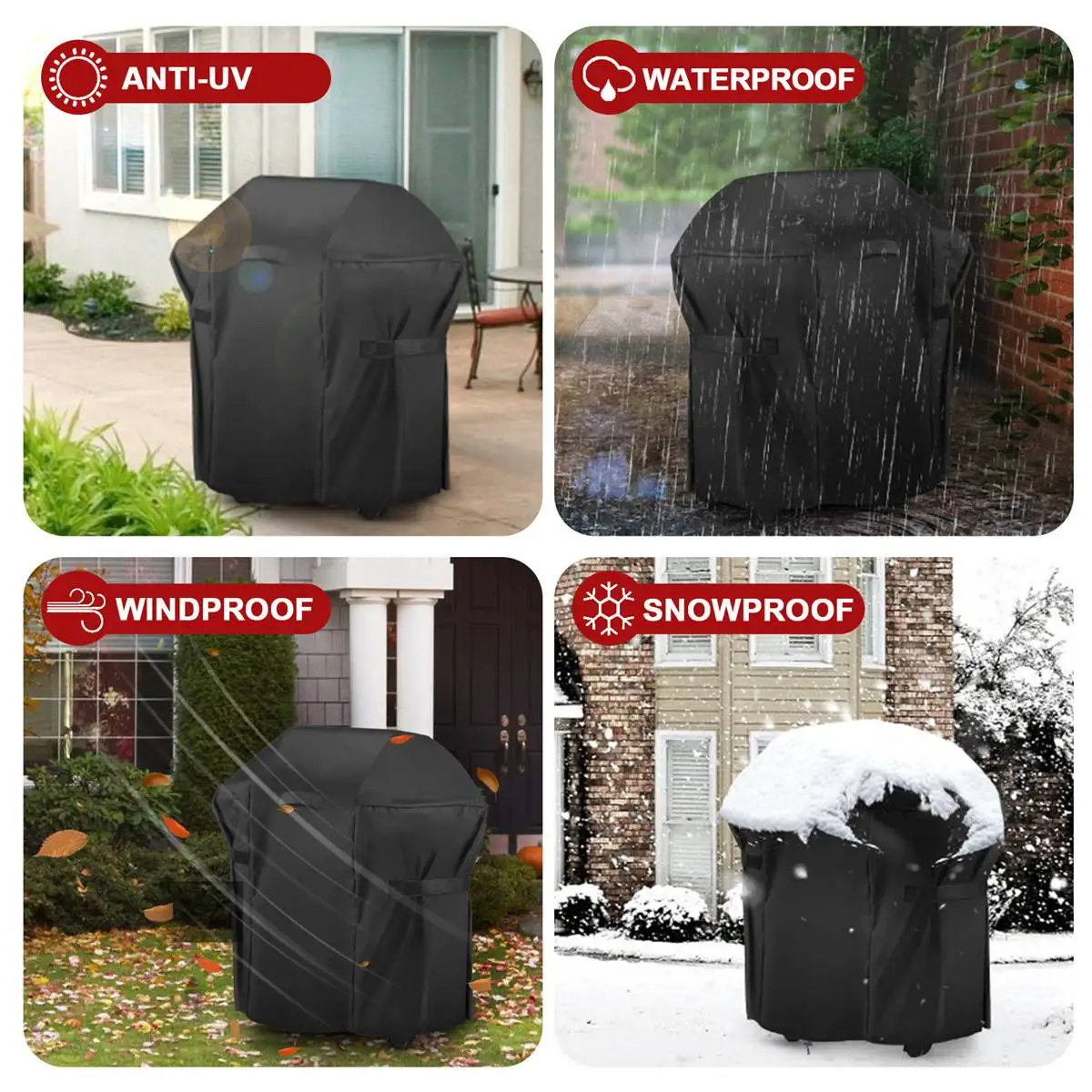 BBQ Cover Outdoor Dust Waterproof Weber Heavy Duty Grill Cover Anti-uv Rain Windproof Barbeque Grill Protector Cover 5 Sizes