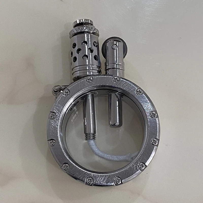 Vòng Tay Đồng Nguyên Chất Dầu Hỏa Bật Lửa Trong Suốt Nhìn Thấy Bình Dầu Tròn Bộ Sưu Tập Đồ Cổ Nam Cao Cấp Hút Thuốc Tặng