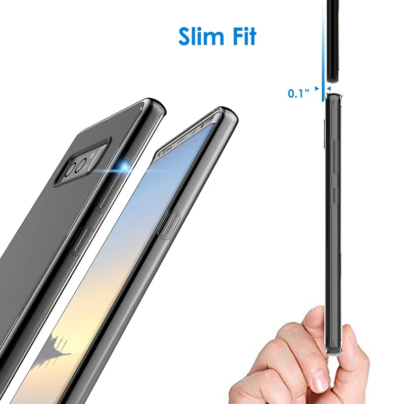 Clear Mobile Phone TPU Cases for Samsung Galaxy Note 8 Transparent Soft Silicone 360 Protective GalaxyNote8 Note8 Back Cover Gel