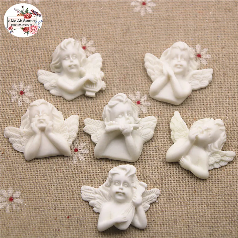 10cs kawaii Resin White Cupid Angel Cameo Miniature Flatback Cabochon Art DIY Craft Decoration