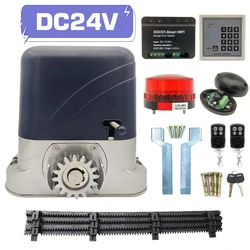 500KG DC24V Automatic Electric Sliding Gate Opener Kit WIFI APP Control Motor Engine Operator with 4M Nylon Rack Password Keypad