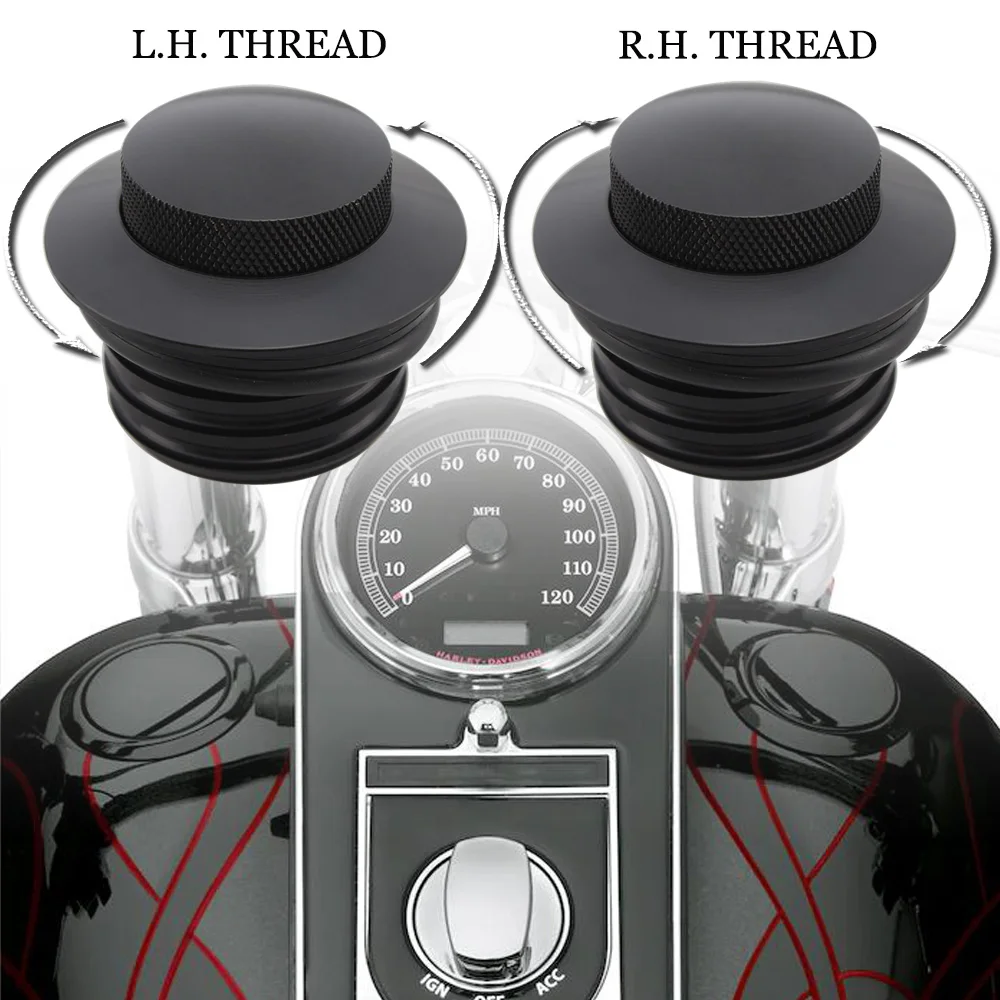 Motorrad R & L Seite Schwarz Pop Up Gas Cap Tankdeckel Tank Abdeckung Schraube-In Für Harley Big twin Sportster XL Dyna Softail Touring 82 +