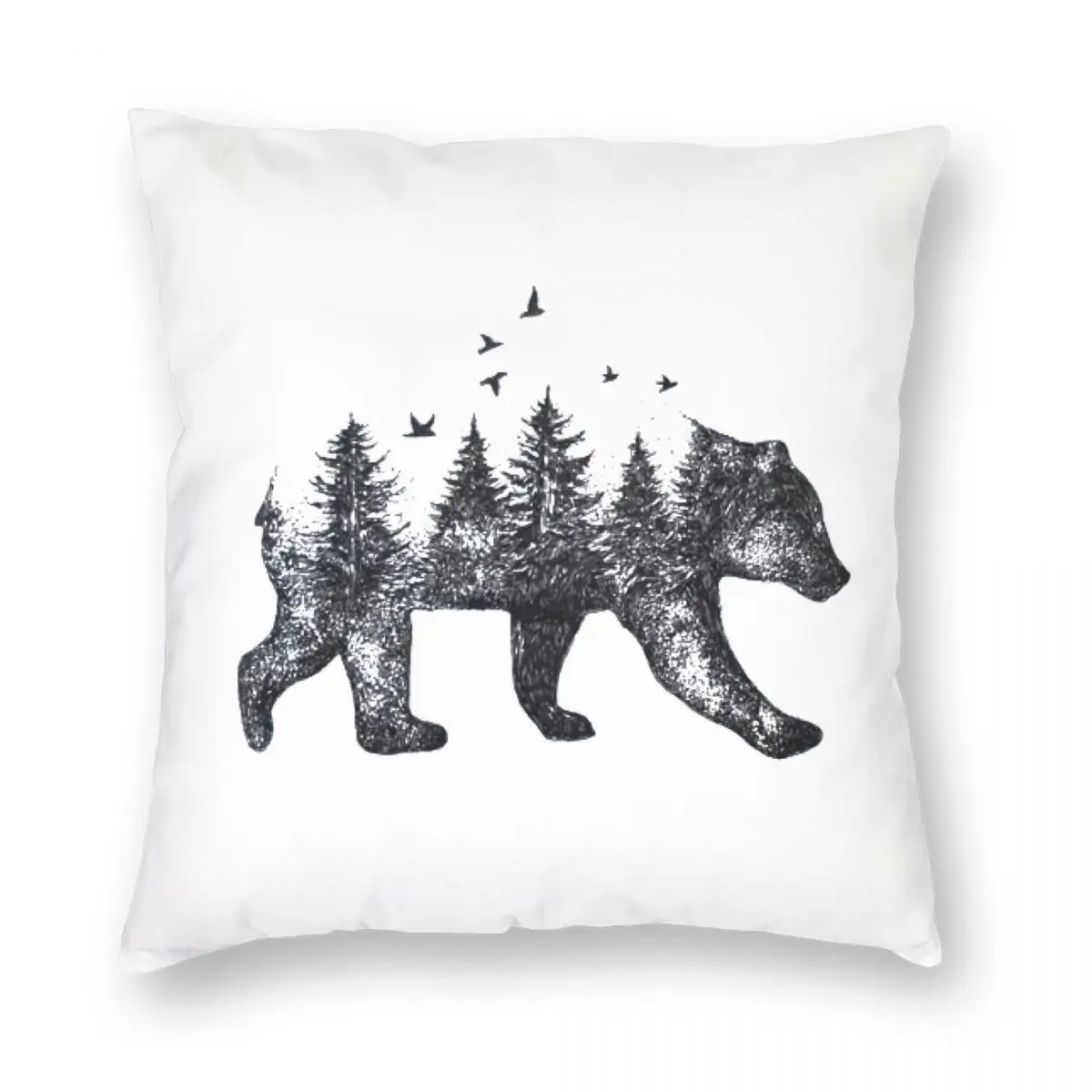 

Bear Country Square Pillowcase Polyester Linen Velvet Printed Zip Decor Throw Pillow Case Car Cushion Cover