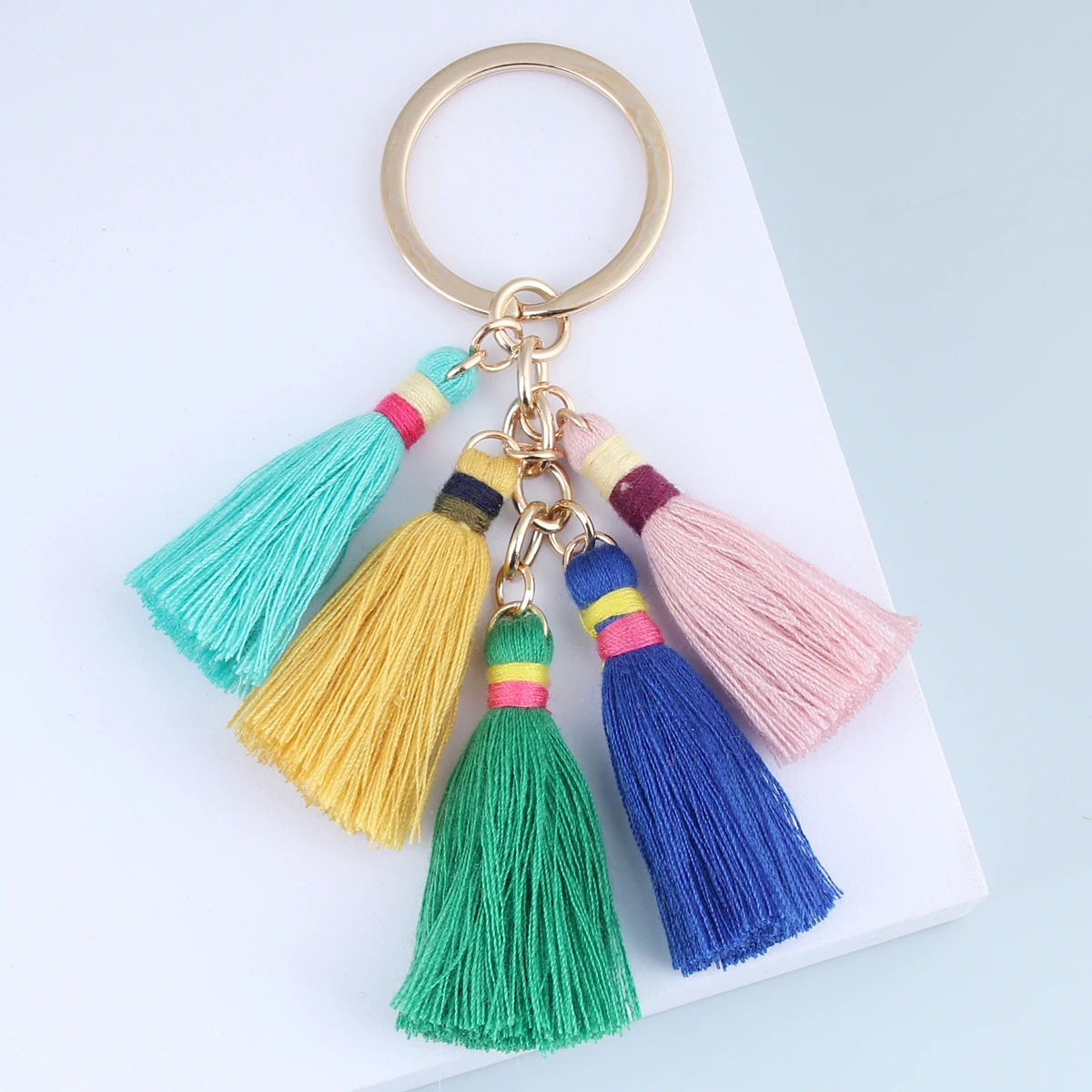 Multicolor Tassel Keychain For Women Handmade Bohemian Key Ring Boho Handbag Pendant Accessories Key Holder Jewelry Gifts