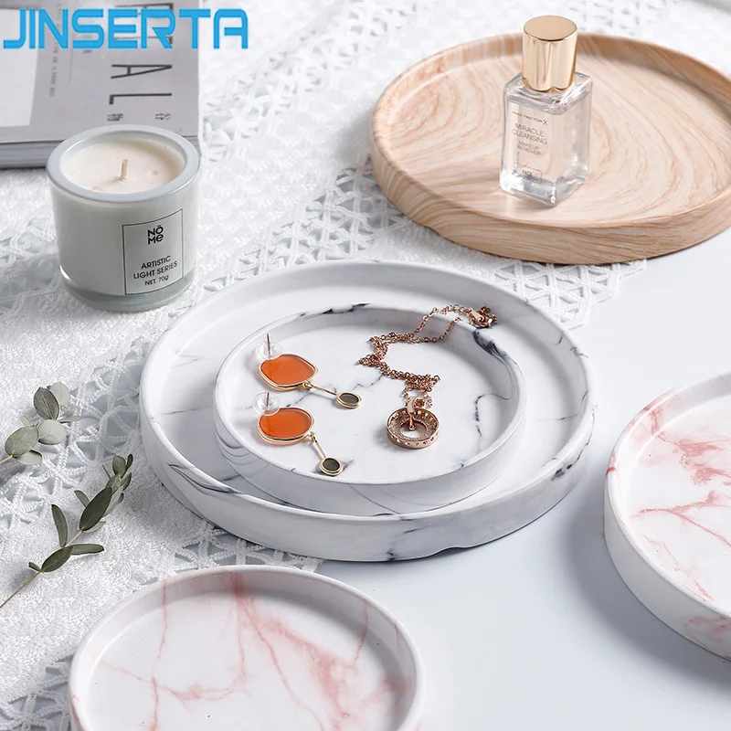 

JINSERTA Marbled Ceramic Storage Tray Jewelry Display Plate Cosmetic Organizer Desktop Sundries Tray Garden Flower Pot