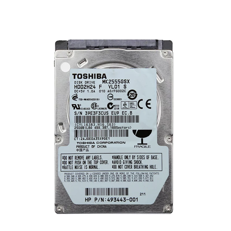 도시바 브랜드 노트북 내부 HDD 하드 디스크 드라이브, SATA2, 250GB, 2.5 인치, 250G, 150 MB/s, 2/8mb, 5400-7200RPM, 디스코 듀로 인터노