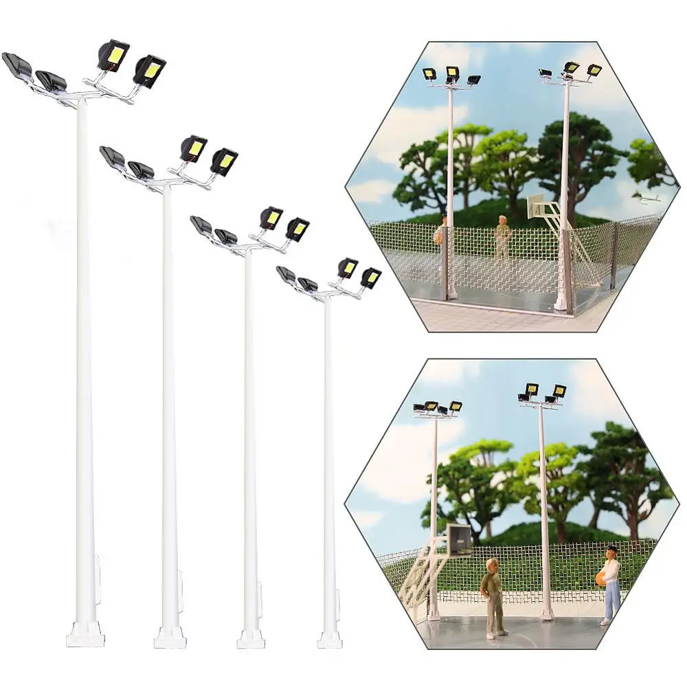 

Evemodel 4pcs Model Railway HO Scale Plaza Lamp 4-LEDs 10.5cm 1:87 Playground Street Lights Bright White LSL13HO