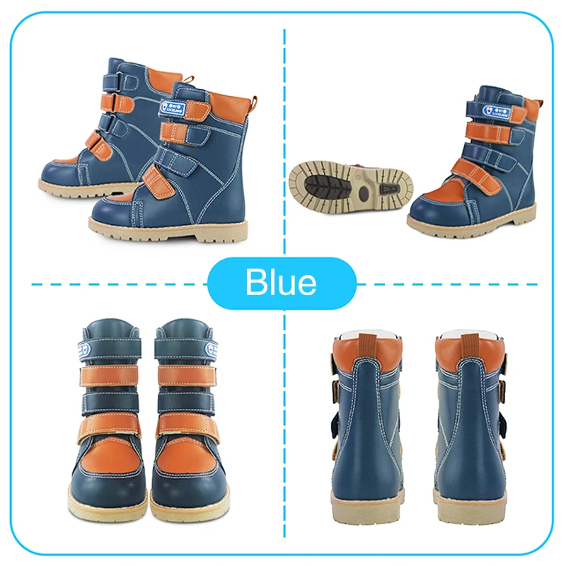 Ortoluckalnd Children Shoes Kids Orthopedic Calf Boots Winter Toddlers Strap Clubfoot Booties With Removable Arch Support Soles