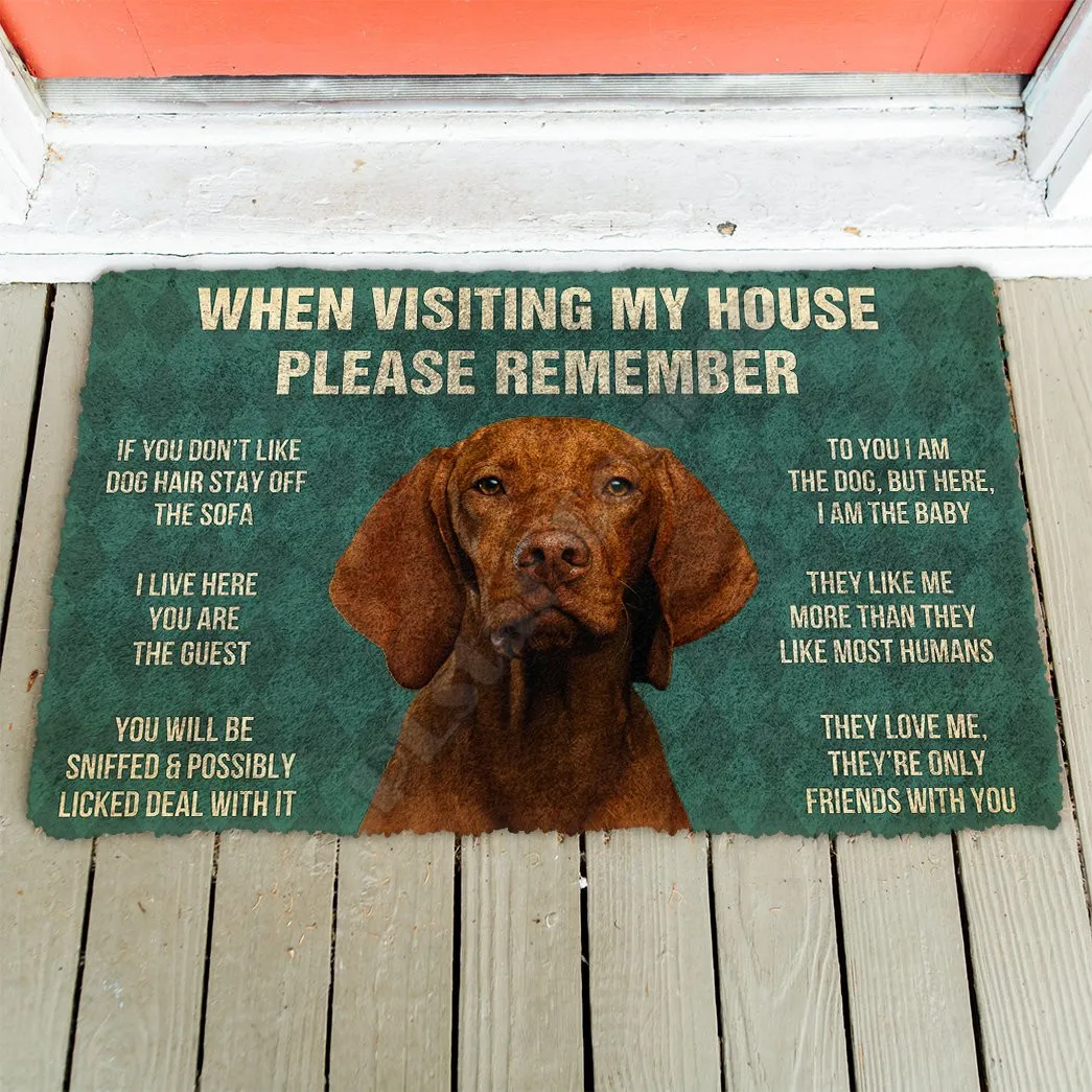 

3D Please Remember Vizsla House Rules Custom Doormat Non Slip Door Floor Mats Decor Porch Doormat